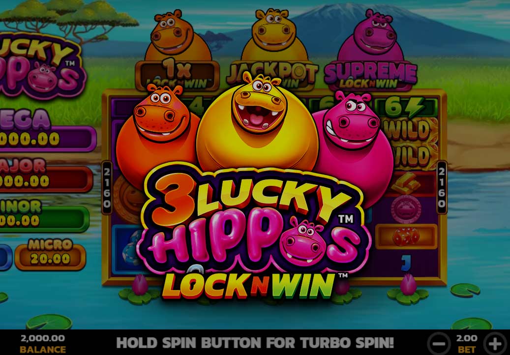 3 Lucky Hippos Lock n Win